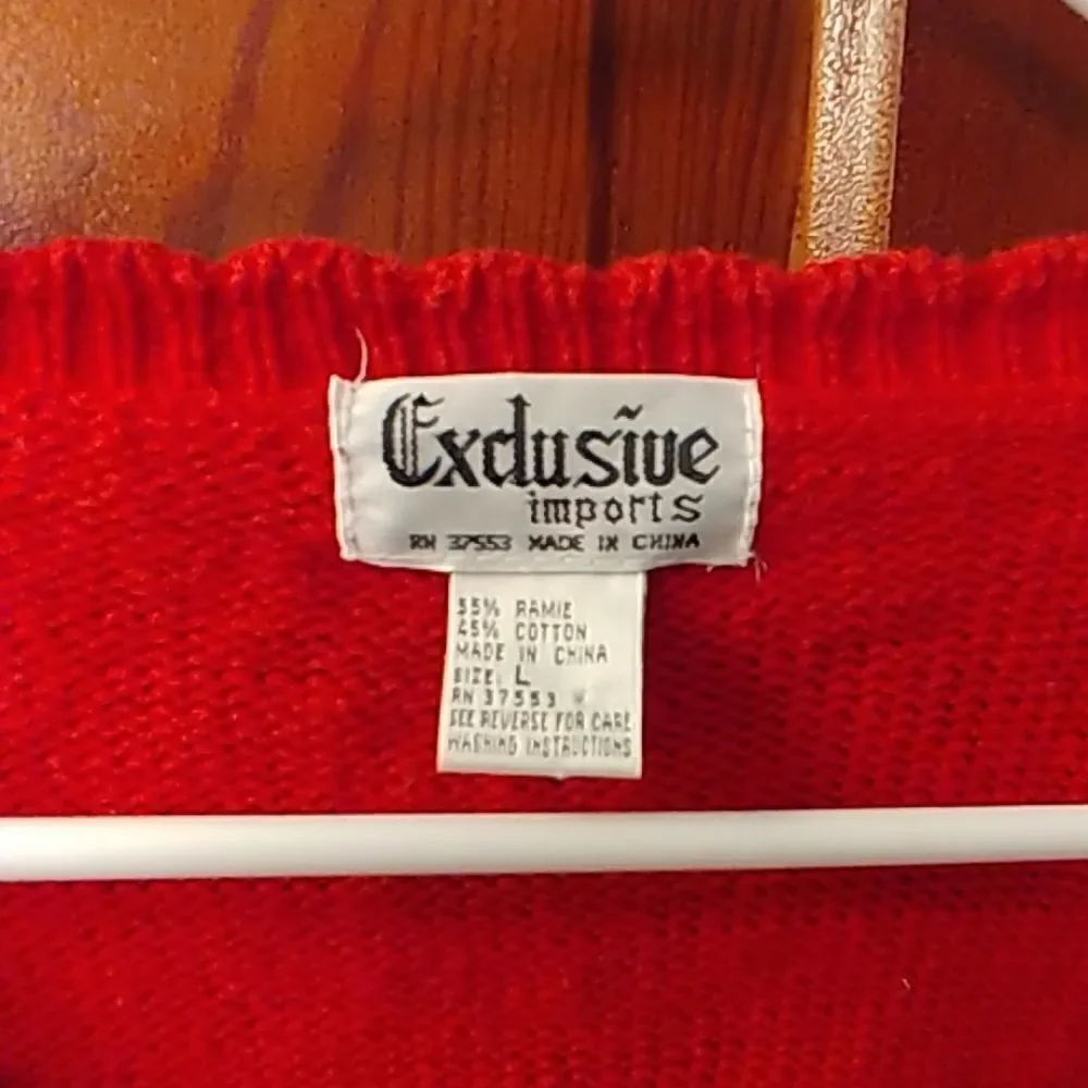 Gloriously Gaudy Red Sequined Floral Sweater - Picture 5 of 7